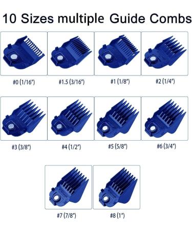 10PCS Andis Magnetic Clipper Guards - Professional Upgrade Comb Guides Set for Andis Master Clipper (Blue) - Buy Online on GoSupps.com