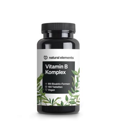Vitamin B complex - 180 tablets - Premium: with organic activities Quatrefolic & Kofactors - vegan high -dose without unnecessary additions - produced in Germany & laboratory test 45 g (1 Pack)