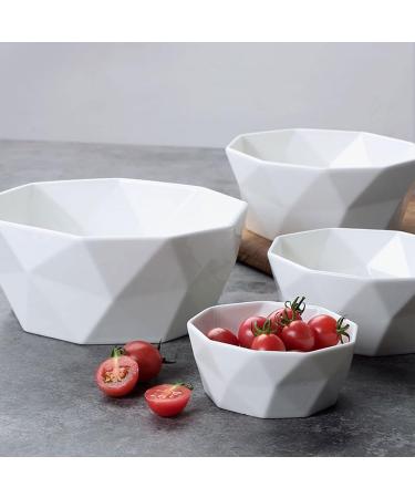 FURLOU Bowl White Rhombus Ceramic Bowl Fruit Salad Bowl Home Dessert Pastry Plate Cooking Dishes Tableware Kitchen Utensils Porcelain Bowls - Buy Online on GoSupps.com