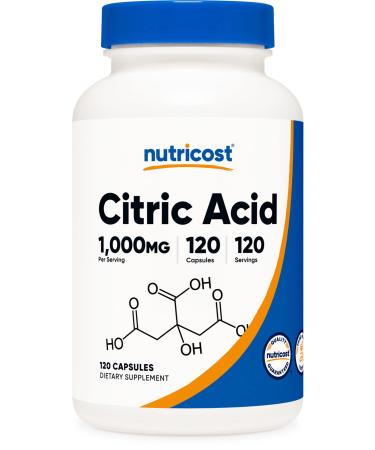 Nutricost Citric Acid 1000mg (1 Gram) 120 Capsules - Gluten Free Non-GMO