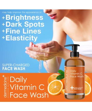 Buy Dermedicine Daily Vitamin C Face Wash - Super-Charged with Marine & Plant Extracts & Retinol | Cleanser for Brightening & Balancing Complexion | 8 Fl. Oz. (240mL) - International Shipping Available - Buy Online on GoSupps.com