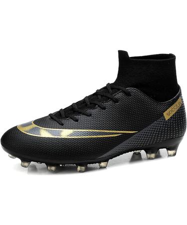 MFSH Unisex Big Boy Soccer Cleats Fg/ag High-top Spikes - Size 7 Women/6 Men - Professional Training Turf Indoor Athletic Sneaker - Black - Buy Online on GoSupps.com