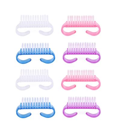 Set of 8 Professional Nail Cleaning Brushes with Handles Fingernail Brush Scrubbing Brush for Hand Toes Nail Home Garden Salon Use
