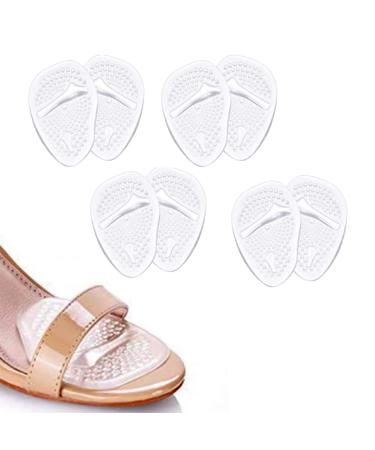 MountainAir - Metatarsal Pads for Women & Men - 4 Pairs Foot Pads - Anti-Slip Ball of Foot Cushion - Pain Relief and Comfort One Size Fits Shoe Inserts - Strong Adhesive High Heel Pads (Transparent)