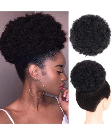 Puff Afro Curly Chignon Wig | Short Kinky Drawstring Ponytail | 99J Synthetic Hair Bun | Clip-In Hair Extensions for Women - Buy Online on GoSupps.com
