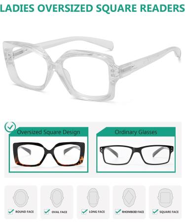 Eyekepper 4 Pack Oversized Square Reading Glasses for Women +2.50 | Stylish & Comfortable Eyewear - Buy Online on GoSupps.com