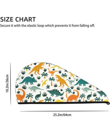 Dinosaurs & Tropical Leaves Microfiber Hair Towel | Super Absorbent Wrap for Long Curly Hair | Coral Velvet Quick Dry Cap for Women - Buy Online on GoSupps.com