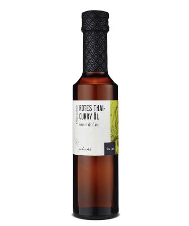 Wajos Red Thai Curry Oil 250ml spicy seasoning oil for Asian cuisine vegan with extra virgin olive oil & rapeseed oil Red Thai Curry