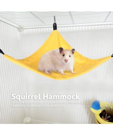 Small Pet Hammock Triangle Pet Cage Hammock Hanging Bed Cage Accessories for Hamster Squirrel Sugar Glider Guinea Pig Mice Rats Birds(Yellow) - Buy Online on GoSupps.com