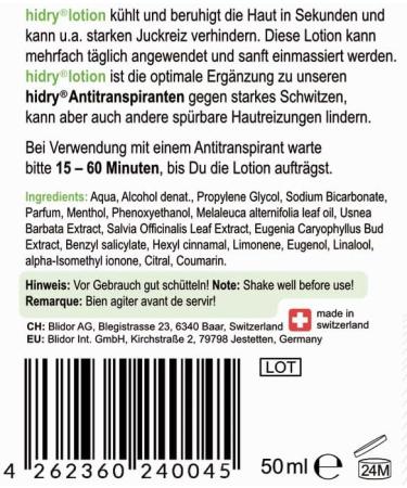  hidry Lotion - Anti-irritation antiperspirant (itching burning spikes) For first users and sensitive skin. - Buy Online on GoSupps.com