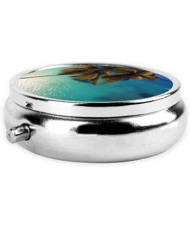 Beach Coconut Sunshiner Round Pill Box - 3 Compartment Portable Travel Organizer for Vitamins & Medications - Buy Online on GoSupps.com