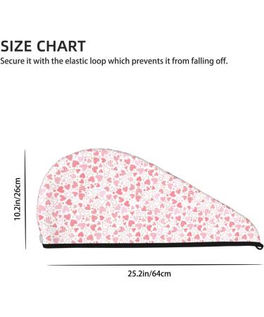 Hair Towel Wrap with Button - Quick Drying Towel Turban for Effortless Hair Care | Cute Hand Drawn Hearts Design - Buy Online on GoSupps.com