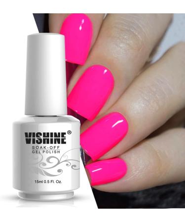Vishine Nail Gel Polish 15ml Soak Off Nail Gel Polish Nail Art Manicure Salon DIY at Home Long-lasting - Neon Pink 15ml - Buy Online on GoSupps.com