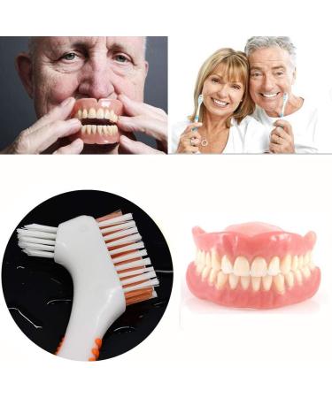 MIBICIRI 3 Pcs Denture Cleaning Brush Set - Portable ABS Denture Cleanser Tool with Multi-Layered Bristles and Rubber Handle (Yellow) - Buy Online on GoSupps.com