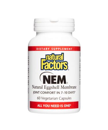 Natural Factors NEM Natural Eggshell Membrane Promotes Joint Comfort and Flexibility 60 Capsules 60.0 Servings (Pack of 1)