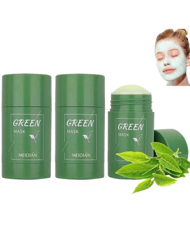 Baorder 3 Pieces Green Tea Cleaning Mask Stick Solid Cleansing Clay Mask Face Moisturises Oil Control Deep Cleaning Pores Blackhead Remover Improves Skin for All Skin Types
