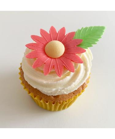 12 Gorgeous Mixed Colour Edible Wafer Daisies & 12 Pretty Leaves - Buy Online on GoSupps.com