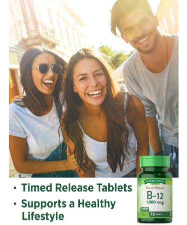 B12 Vitamin Timed Release Tablets 1000mcg | 75 Count | Non-GMO & Gluten Free - Nature's Truth - Buy Online on GoSupps.com