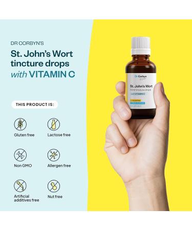 Dr Corbyn St. John's Wort Tincture Drops with Vitamin C 50ml (Pack of 2) | St. John's Wort Liquid Enriched with Vitamin C | Alcohol Free - Buy Online on GoSupps.com
