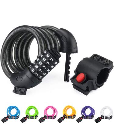 NDakter Bike Lock, 4 Feet Bike Locks Cable, High Security 5 Digit Resettable Combination Coiling Bicycle Lock, Heavy Duty Anti Theft Cable Locks with Mounting Bracket, 1/2 Inch Diameter Black - Buy Online on GoSupps.com