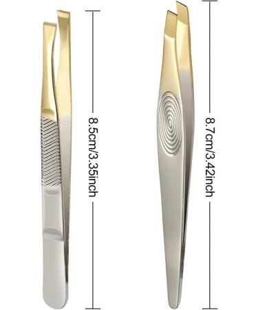 Sularpek Stainless Steel Slant Tweezer Set for Facial Hair - 2pcs Eyebrow Tweezers for Women and Men - Buy Online on GoSupps.com
