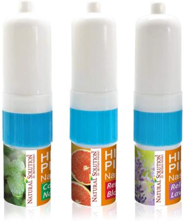 Natural Solution Himalayan Pink Salt Nasal Inhaler with Natural Essential Oils -3 Pack Variety Pack