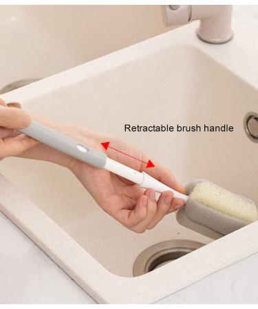 2pcs Bottle Brush Cleaner Sponge Cup Brushes with Long Handle Kitchen Scrub for Baby Bottle Coffe Tea Glass Cup Washing Cleaning Tools with Retractable handle - Buy Online on GoSupps.com
