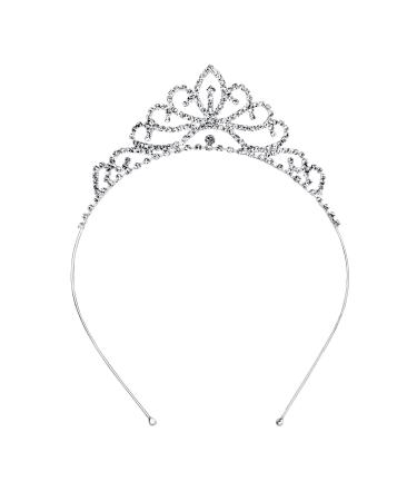 OUFO Crystal Tiara for Girls Sliver Flower Girl Princess Crystal Tiara Crown For Birthday Party silver plated-4