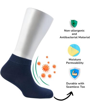 Cosyfeel Women Loose Diabetic Socks | 4-Pack Neuropathy Ankle Socks for Ladies | Super Soft Eco-Friendly Bamboo Material | Durable with Seamless Toe | Multicolour Patterns | 4 Seasons 7-9 1/2 NAVY BLUE - Buy Online on GoSupps.com