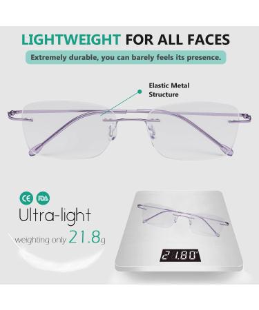 Eyekepper Women's Frameless Reading Glasses - Lightweight Rimless Readers +0.50 - Stylish Purple Design - Buy Online on GoSupps.com