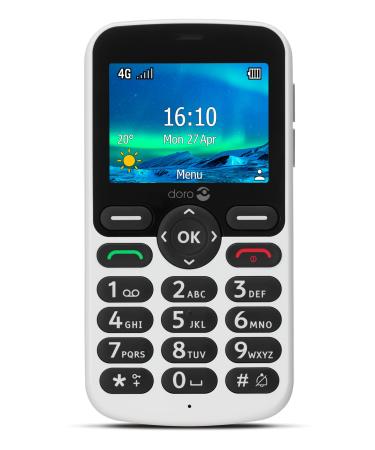 Doro 5860 4G Unlocked Mobile Phone for Seniors with Talking Number Keys 2MP Camera Assistance Button and Charging Cradle UK and Irish Version (White)