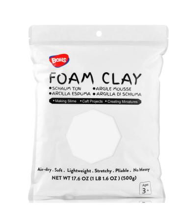 BOHS White Modeling Foam Clay - Squishy Soft  Air Dry -for School Project Cosplay Fake Bake  Slime Supplies-1.1 Lbs/ 500 Grams