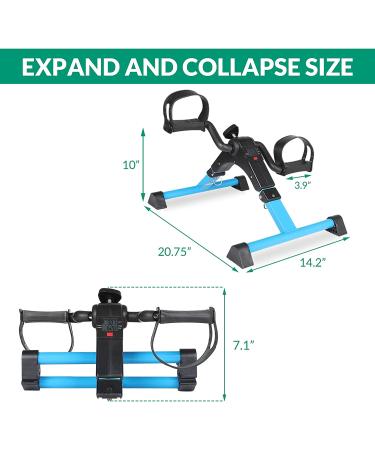 VIVIJASON Pedal Exerciser - Folding Portable Mini Exercise Bike for Arm/Leg Workout - Adjustable Fitness Equipment for Seniors - LCD Display - Blue - Buy Online on GoSupps.com