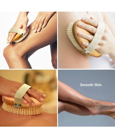 Honzuen Dry Brush - Natural Bristle Body Brush for Blood Circulation Lymphatic Drainage & Cellulite Reduction - Ideal Bathing Brush - Buy Online on GoSupps.com