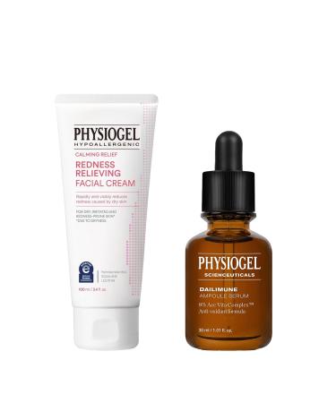 Physiogel Moisturizer Cream and Ampoule Vitamin C Face Serum Korean skin care Reduces Redness in just 3 days Hydration for Dry & Sensitive Skin Soothing & Hydrating Serum.