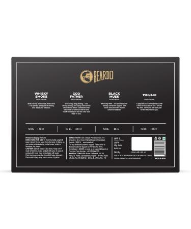 Beardo_Perfumes Giftset For Men (Pack of 4 x 20ml) Whisky Smoke Godfather Tsunami and Black Musk | Long Lasting Perfume Musk & Woody Fresh Fragrance | Rakhi Gift for Brother | Friendship Day Gift - Buy Online on GoSupps.com