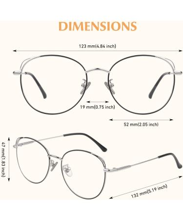 Shop Linvo Women's Cat Eye Vintage Glasses | Classic Metal Frame in Black & Silver - No Prescription Required - Buy Online on GoSupps.com