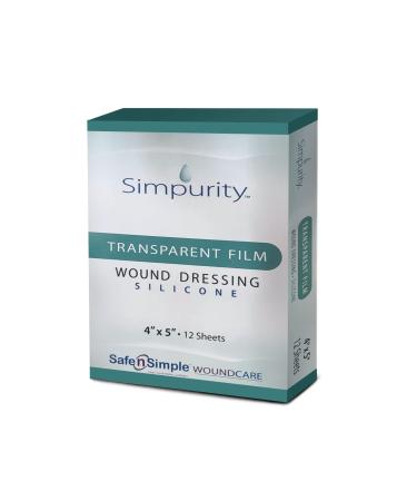 Transparent Film Silicone Wound Dressing 4" x 5" 12 Sheets/Box (Pack of 1)