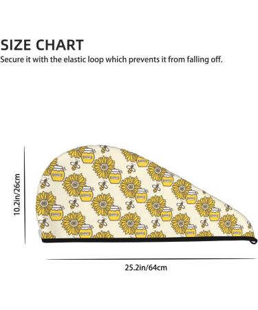Hair Towel Wrap Quick Drying Towel Turban with Button | Cartoon Honey Pot Bee Sunflower Design - Buy Online on GoSupps.com