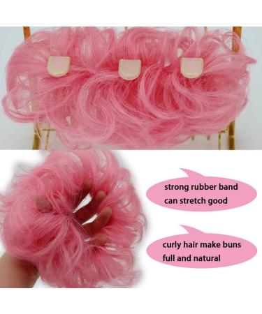 iLUU Pink Hair Bun Extensions Hairpiece Wavy Curly Messy Donut Chignons Hair Piece Wig Hairpiece Wig Hair Buns for Girl Women Lady 2pcs/package 2311# #2311-pink - Buy Online on GoSupps.com