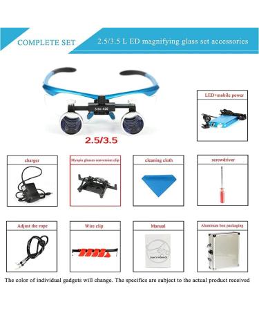 Surgical Binocular Loupes Headband Magnifier 2.5X/3.5X420mm Rechargeable Dental Loupes Magnifier Head Mount Magnifying Glass 5W Portable LED Headlight Plug In Clip Head Lig(Size:3.5X Color:Silver) - Buy Online on GoSupps.com
