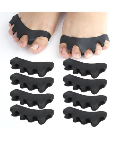 Toe Spacers Gel Stretcher Silicone Separator to Correct Toes Soft Bunion Corrector Hammer Straightener for Women Men Pain Bent Claw Overlapping Toe Plantar Fasciitis Running and Yoga (Black-4Paris) Black- 4paris