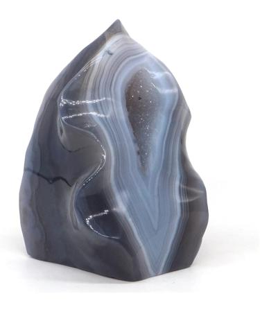 YEJIANGHUA 280g Natural Gemstone Gray Agate Geode Palm Stone Crystal Materials Specimen Rock Reiki Healing Stone Craft Home Decoration Gift - Buy Online on GoSupps.com