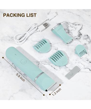 Waterproof Rechargeable Bikini Trimmer for Women - Electric Razor for Hair Removal with Ceramic Blades - Wet & Dry Use - Green - Buy Online on GoSupps.com
