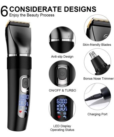 Premium Hair Clippers for Men - Multifunctional Haircut Set with Stainless Steel Blades Beard & Nose Trimmer - International Shipping Available - Buy Online on GoSupps.com