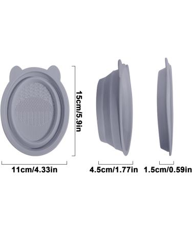 Makeup Brush Cleaner Bowl | Bear Ears Collapsible Silicone Cleaner Mat Portable Washing Tool for Makeup Sponge Small Cleaner Pad for Powder Puff grey - Buy Online on GoSupps.com