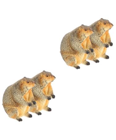 OUNONA 4 Pcs Animal Model Mini Resin Animals Decor Miniature Groundhog Figure Mini Figurine Mini Top Hat Groundhog Stuffed Animal Kids Toys Desk Trinkets Plastic Child Rabbit Bonsai As Shownx2pcs 6x6cmx2pcs