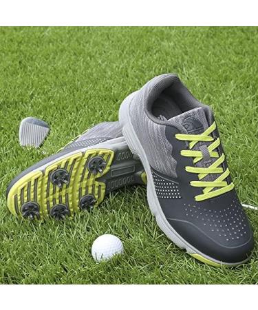 THESTRON Men Golf Shoes: Mesh Breathable Walking Sport Sneakers with 7 Spikes - Grey - Buy Online on GoSupps.com