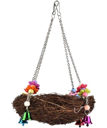 Buy Parrot Hammock Swing Toys - Rattan Hanging Nest for Conures & Macaws | Perfect Bird Play Swing with Bells - Buy Online on GoSupps.com