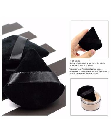 Triangle Makeup Powder Puff Set - 4 Reusable Washable Face Sponges for Loose Powder & Foundation - Black Makeup Tools - Buy Online on GoSupps.com